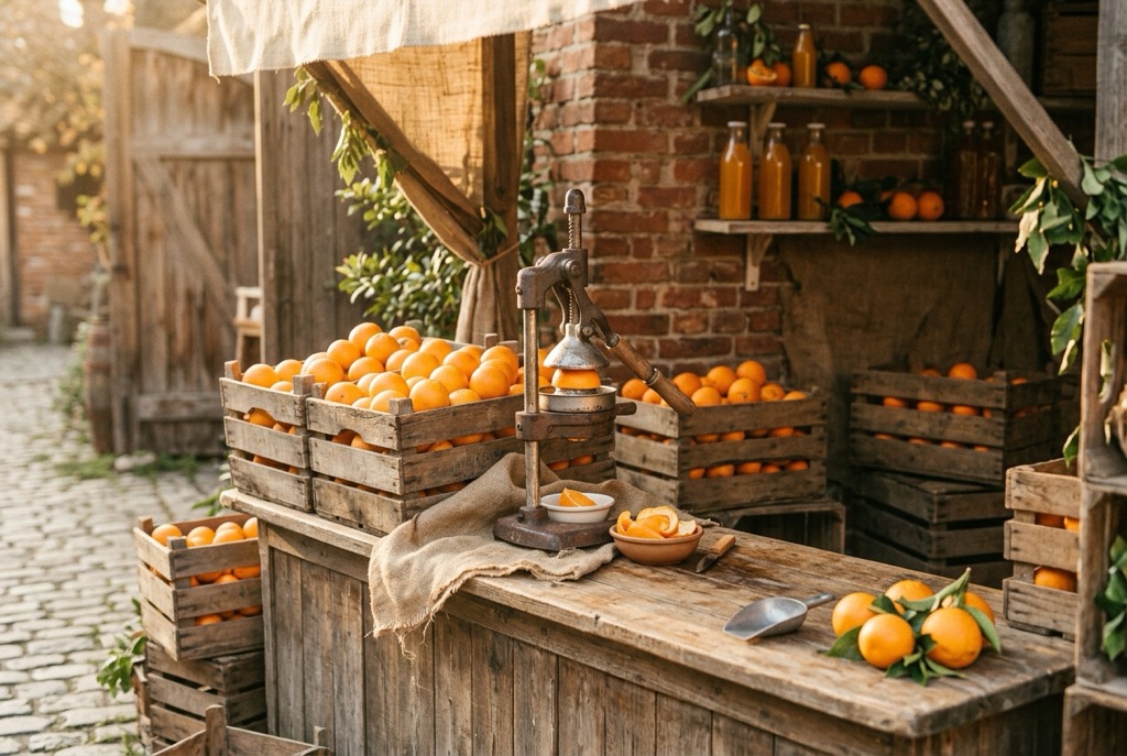 A vintage corner juice stand